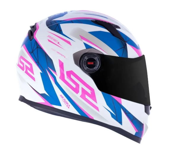Capacete Ls2 Ff358 Draze Branco Azul Rosa + Viseira Fumê